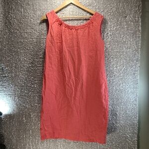 Solar Shift Dress Womens Sz 40 Linen Pink Pullover Dress Lined Sleeveless